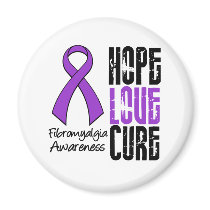 Fibromyalgia Hope Love Cure Ribbon magnets