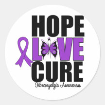 Fibromyalgia Hope Love Cure Round Stickers
