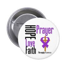 Fibromyalgia Hope Love Faith Prayer Cross Button