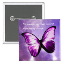 Fibromyalgia Purple Butterfly Square Button