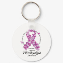 Fibromyalgia Ribbon of Butterflies keychains
