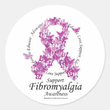 Fibromyalgia Ribbon of Butterflies Sticker