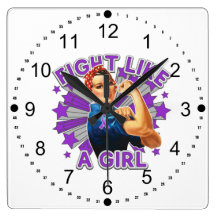 Fibromyalgia Vintage Rosie Fight Like A Girl Clock