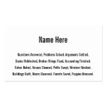 Fictional List of Things You Do. Humorous Business Card Templates