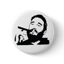 Fidel Castro with Cigar Portrait Button