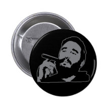 Fidel Castro with Cigar Portrait Button