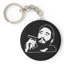 Fidel Castro with Cigar Portrait Keychain