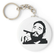 Fidel Castro with Cigar Portrait Keychain