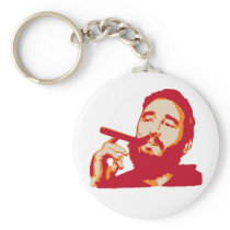 Fidel Castro with Cigar Portrait Keychain