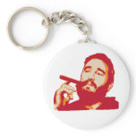 Fidel Castro with Cigar Portrait Keychain