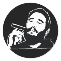 Fidel Castro with Cigar Portrait Sticker