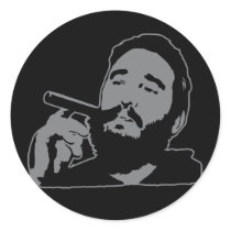 Fidel Castro with Cigar Portrait Sticker