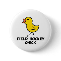 Field Hockey Chick Button