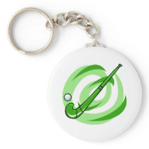 Field Hockey green logo keychains