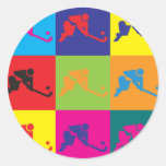 Field Hockey Pop Art Round Stickers