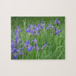 Field of blue Irises photo puzzle with tin puzzles