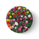 Field of Colorful Tulips Button