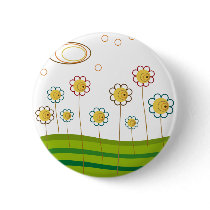 field of daisies pinback button
