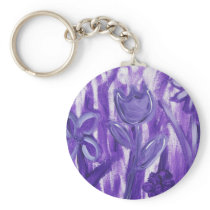 Field of Flowers in Purple Keychain