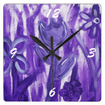 Field of Flowers in Purple Wallclocks