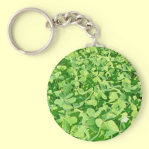 Field of green Clover leaves keychains