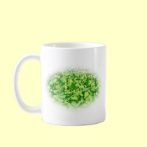 Field of green Clover leaves mugs