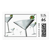 FIELD OF MARTINI GLASSES POSTAGE