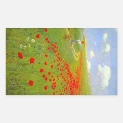 Field of Poppies by Pal Szinyei Merse Rectangular Stickers