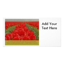 Field of Red Tulips with Inspirational Quote Customized Photo Card