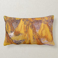 Field with Wheat Stacks, Vincent van Gogh. Throw Pillows