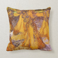 Field with Wheat Stacks, Vincent van Gogh. Throw Pillows