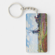 Fields of Tulip With The Rijnsburg Windmill Monet Acrylic Key Chain