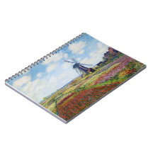 Fields of Tulip With The Rijnsburg Windmill Monet Spiral Note Book