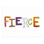 Fierce fun colorful art words strong bold brave postcards