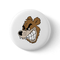 Fierce Grizzly Bear Pinback Button