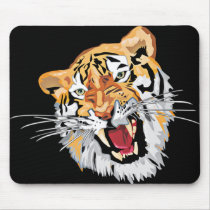 Fierce Growling Tiger Mouse Pads