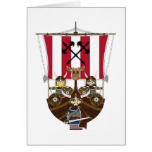 Fierce Vikings on Longship Card
