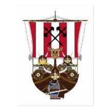 Fierce Vikings on Longship Postcard