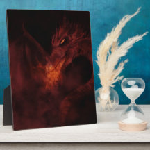 fiery dragon fantasy art photo plaque