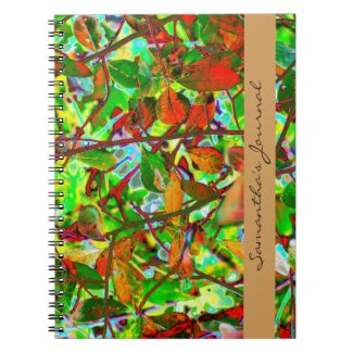 Fiery Fall Leaves Personalized Spiral Note Book