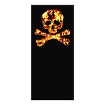 Fiery Flaming Skull and Crossbones Full Color Rack Card
