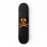 Fiery Flaming Skull and Crossbones Skate Board Decks