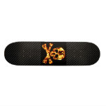 Fiery Flaming Skull and Crossbones Skate Board Decks