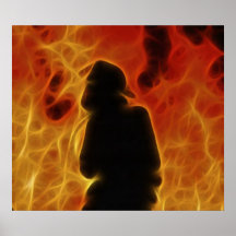 Fiery Fractalius Firefighter Posters