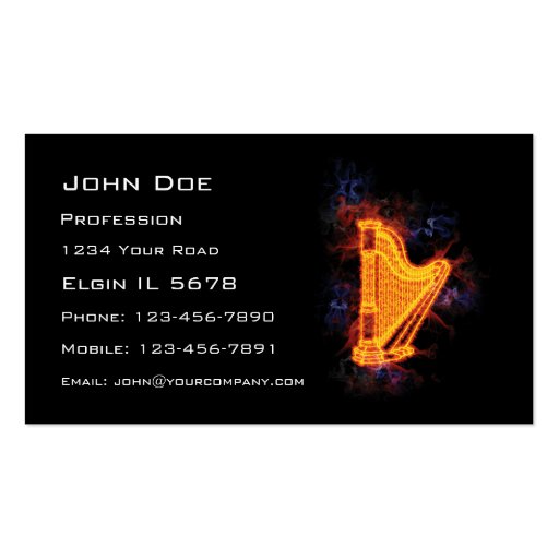 Fiery Harp Business Card Template (front side)