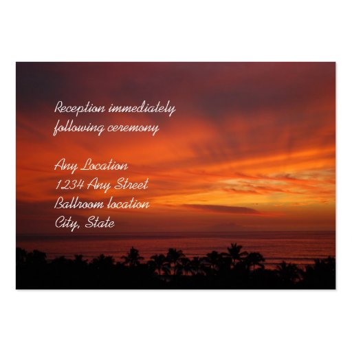 Fiery Hawaiian Sunset Reception Cards Business Cards (front side)