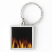 Fiery Hot Flames Backdrop Key Chain