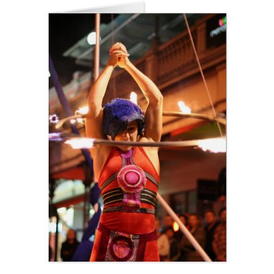 Fiery hula hoop greeting card by PictureAustralia