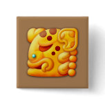 Fiery Maya Jaguar Head Square Button