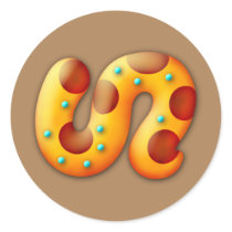 Fiery Maya Jaguar Tail Round Sticker